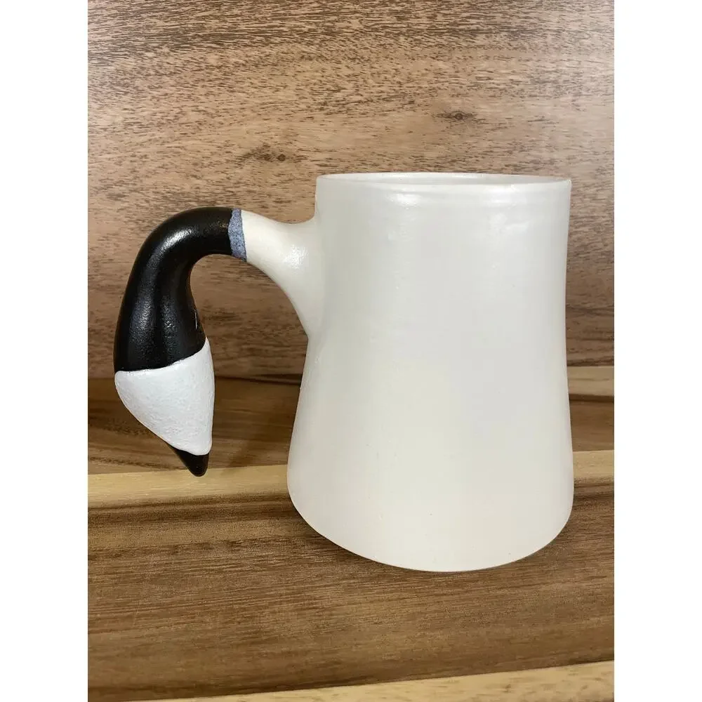 Vintage 1991 Steven Schiffer Signed Studio Pottery Canada Goose Handle Mug - Picture 3 of 11